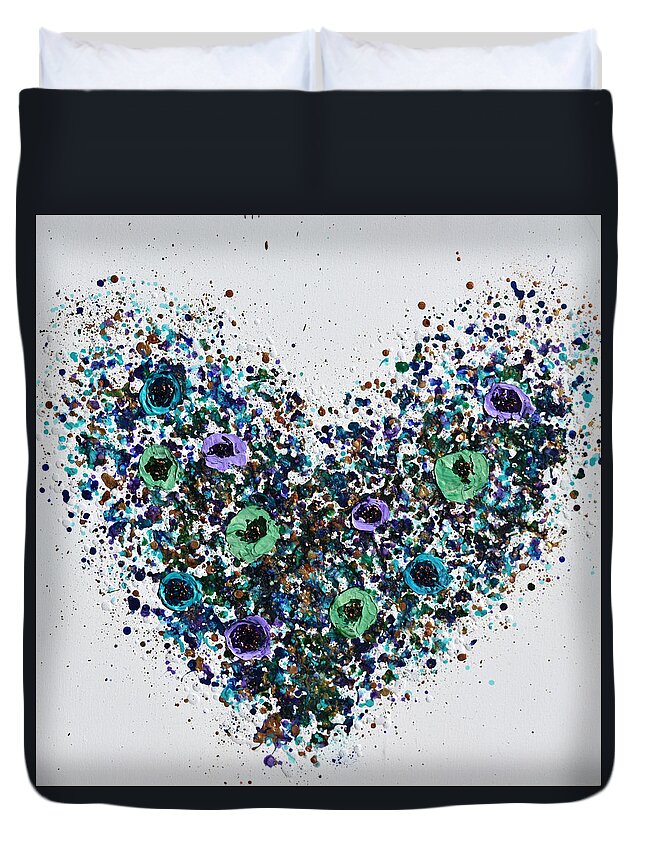 Heart Duvet Cover featuring the painting Flamboyant Heart by Amanda Dagg