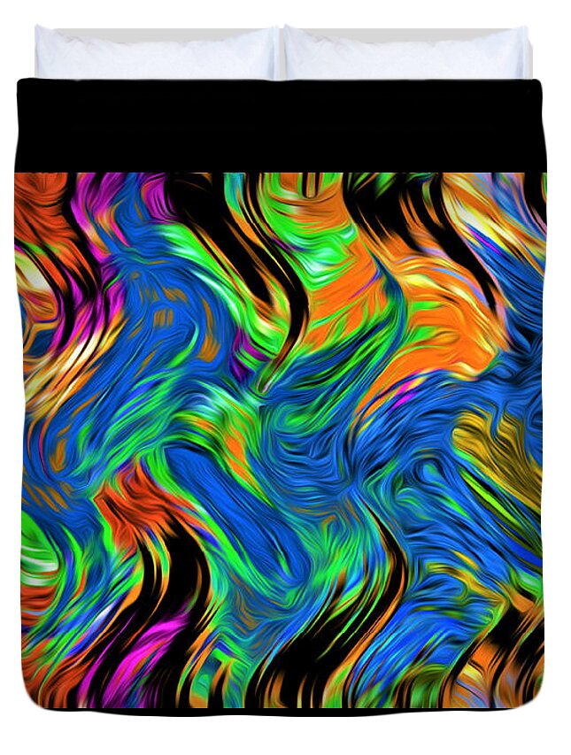 Abstract Duvet Cover featuring the digital art Flames of Passion - Abstract by Ronald Mills