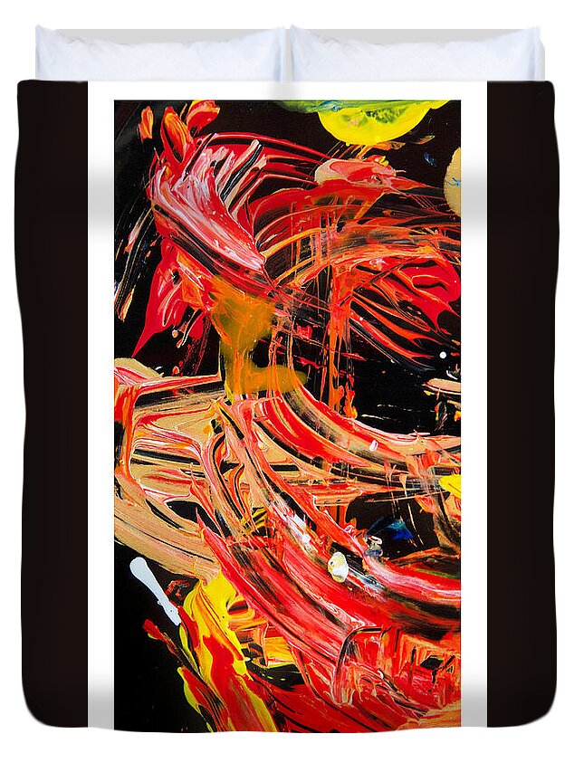 Ellen Palestrant Duvet Cover featuring the painting Flashes of Orange by Ellen Palestrant