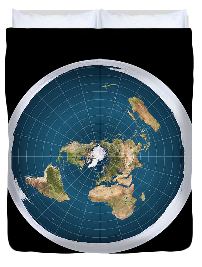 Funny Duvet Cover featuring the digital art Flat Earth by Flippin Sweet Gear