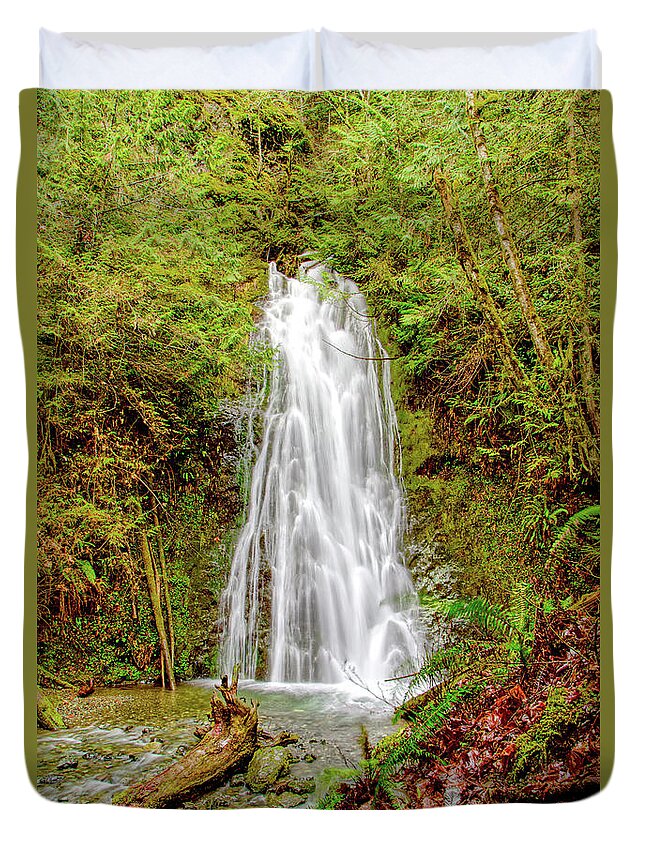 Neah Bay Duvet Cover featuring the photograph Flattery Creek Falls by Loyd Towe Photography