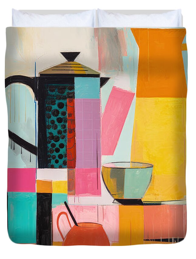 Coffee Duvet Cover featuring the painting Flavorful Inspiration by Lourry Legarde