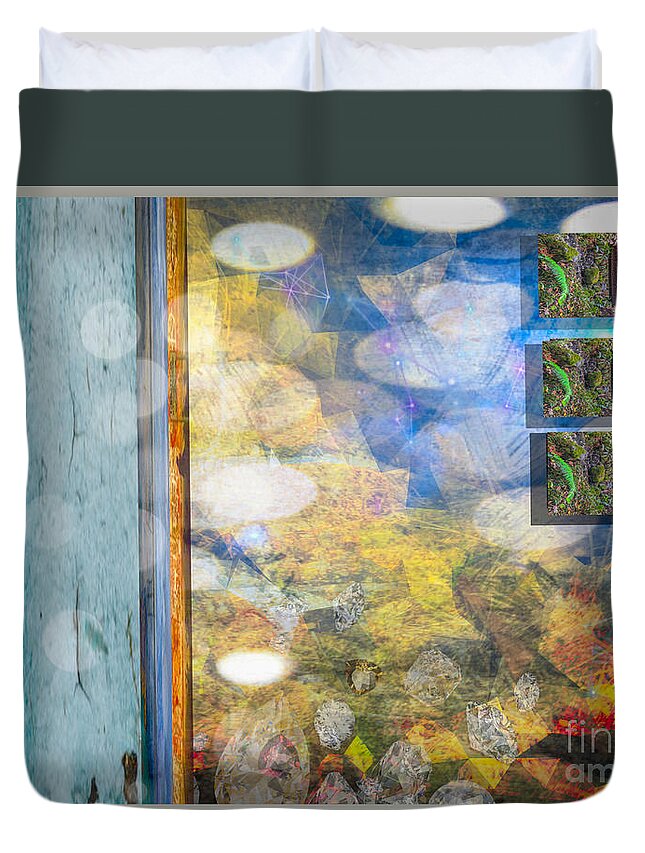 Abstract Duvet Cover featuring the digital art Floating Forests by William Wyckoff