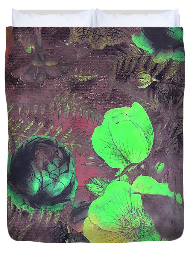 Flower Duvet Cover featuring the digital art Flora #flowers #pattern by Justyna Jaszke JBJart