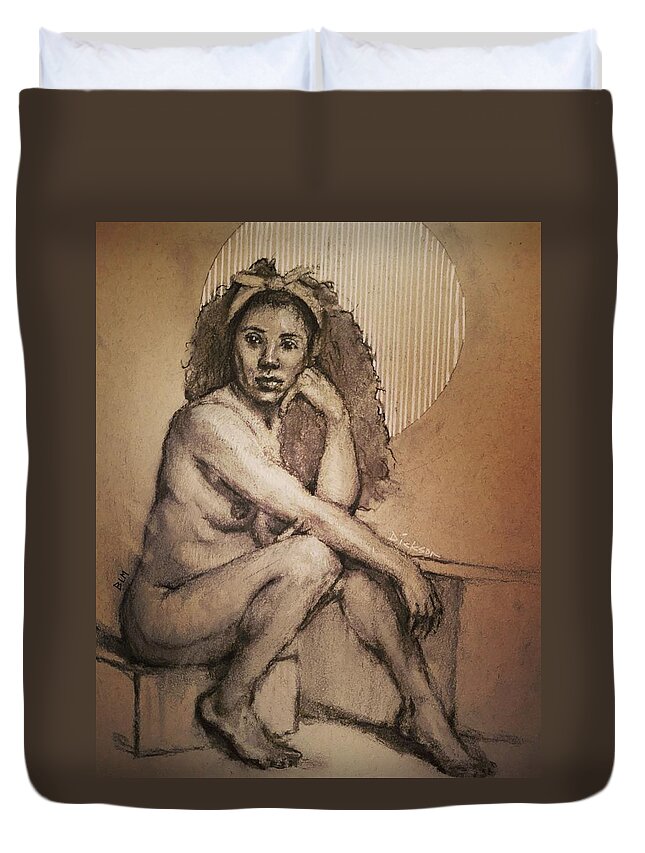  Duvet Cover featuring the painting Flora by Jeff Dickson
