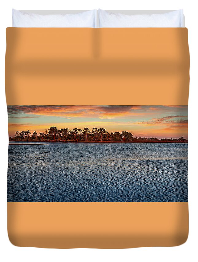 Sky Duvet Cover featuring the photograph Florida Coastal Sunrise by Jon Glaser