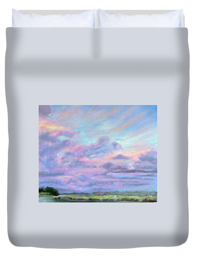Florida Duvet Cover featuring the painting Florida Water Flats by Diane Martens