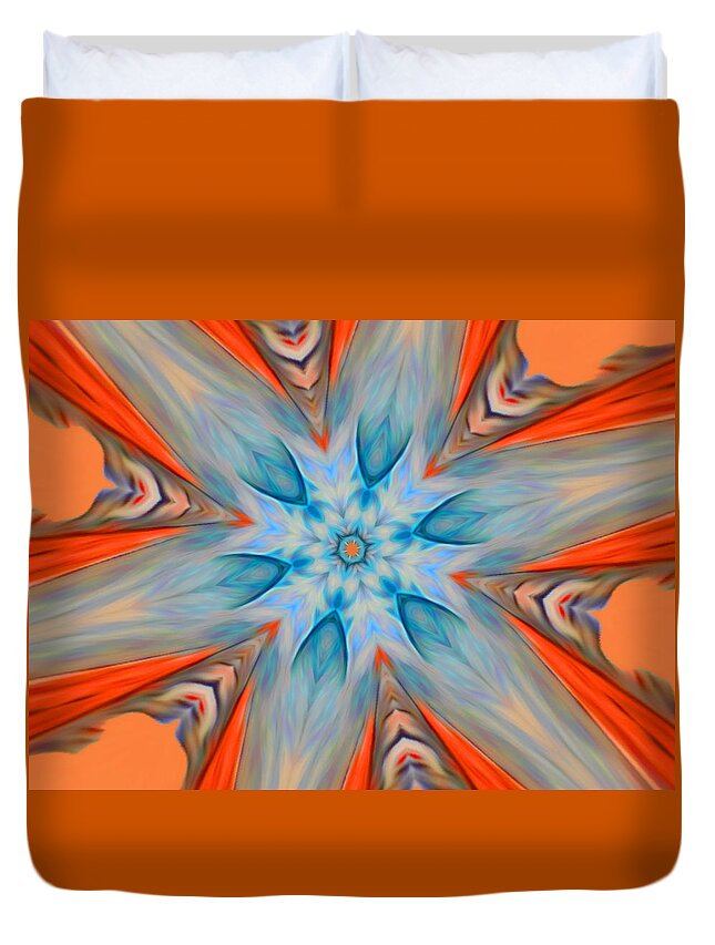 Digital Duvet Cover featuring the digital art Flower Burst Abstract by Ronald Mills
