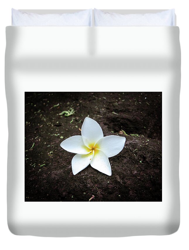 Flower Duvet Cover featuring the photograph Flower on Lava Rock by Craig A Walker