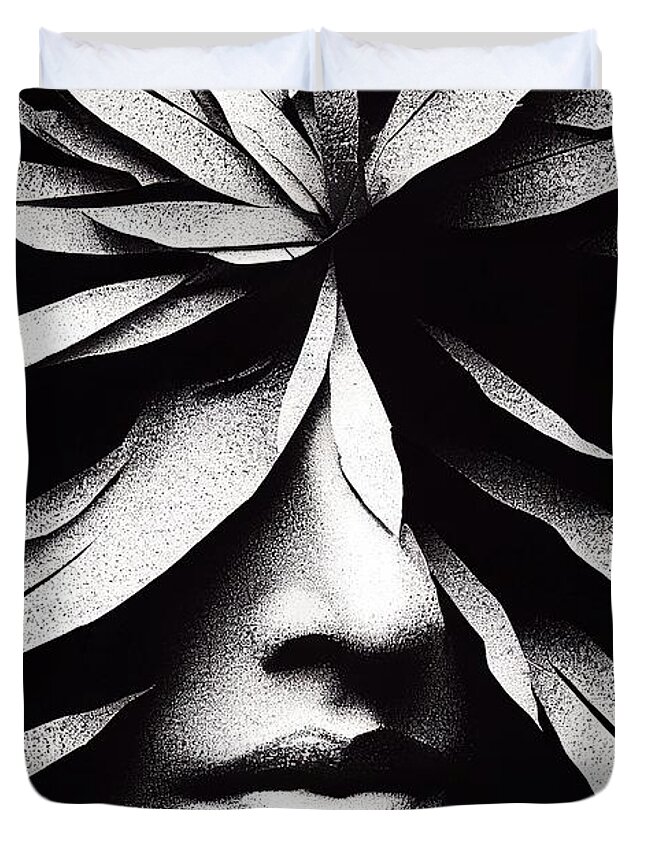 Flower Duvet Cover featuring the digital art Flower Woman by Nickleen Mosher