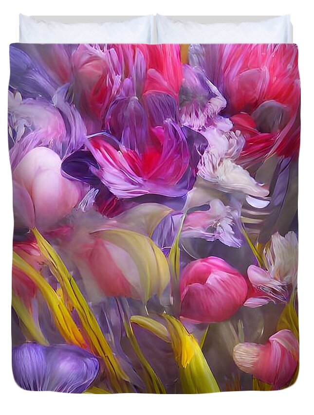 Digital Duvet Cover featuring the digital art Flowers by Beverly Read
