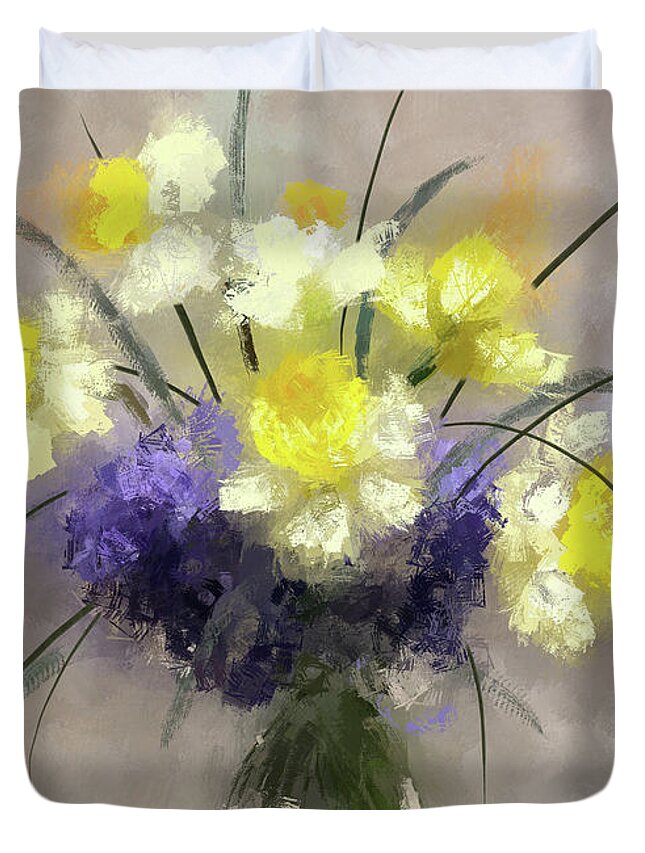 Flowers Duvet Cover featuring the digital art Flowers For Maria by Lois Bryan