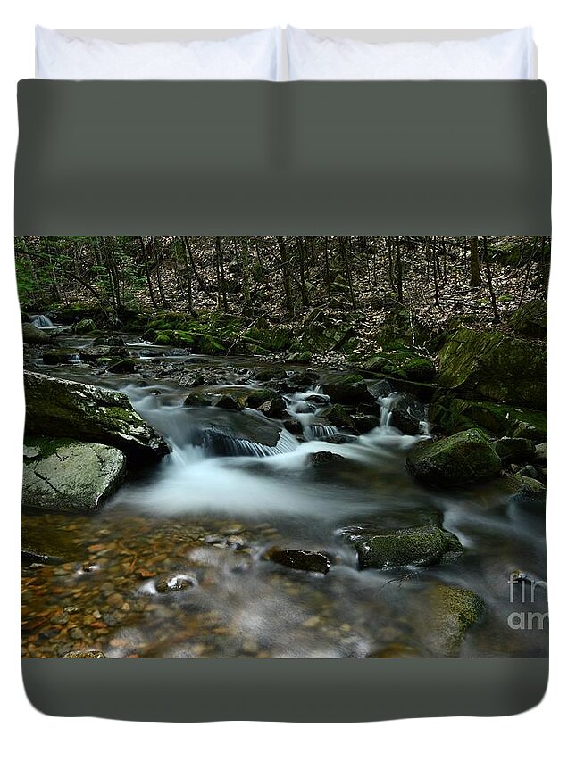 Castle In The Clouds Duvet Cover featuring the photograph Flowing Cascades by Steve Brown