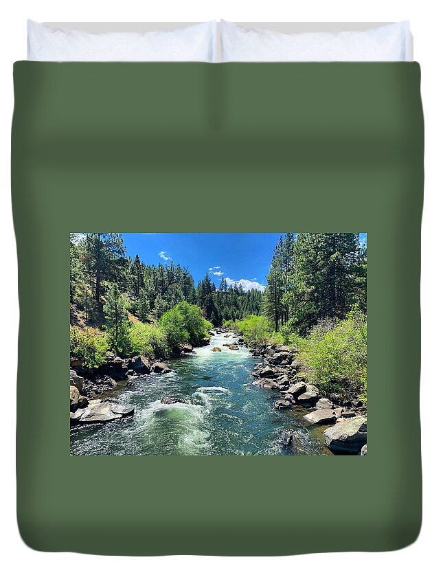 Descutes Duvet Cover featuring the photograph Flowing Descutes by Brian Eberly