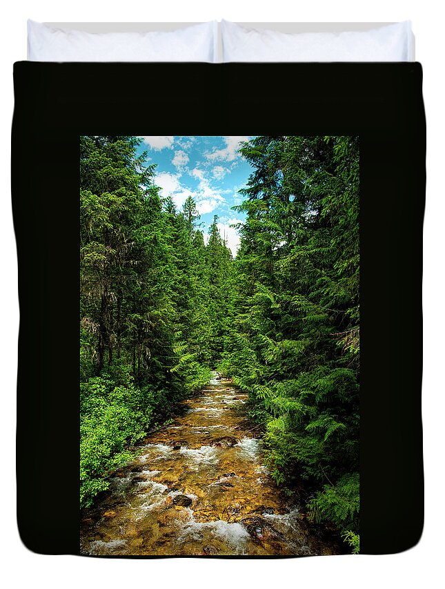 Stream Duvet Cover featuring the photograph Flowing Stream by Pamela Dunn-Parrish