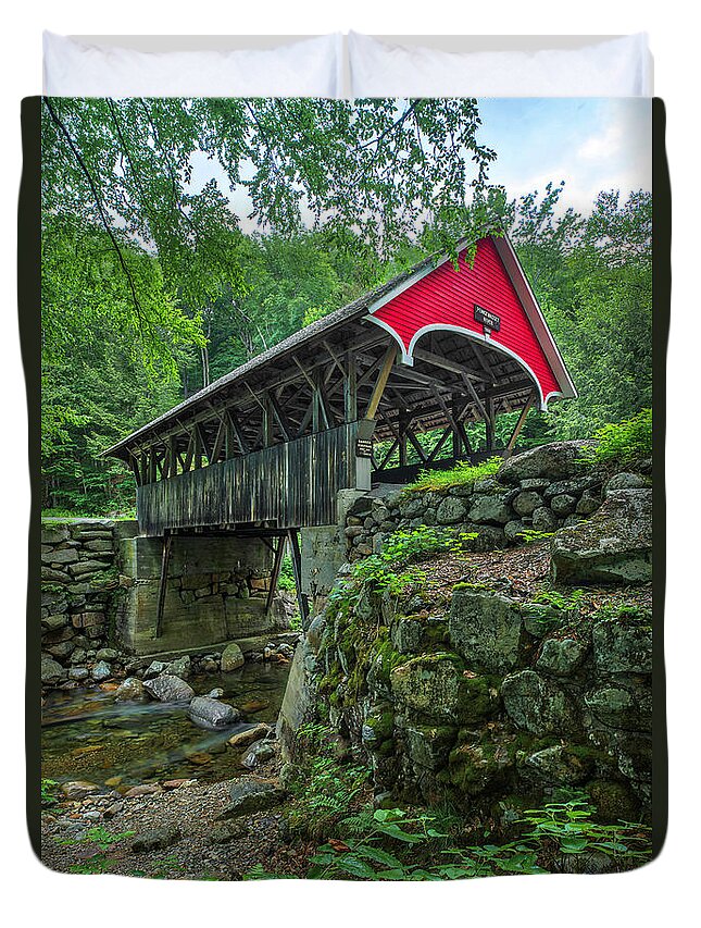 Flume Covered Bridge Duvet Cover featuring the photograph Flume Covered Bridge by Juergen Roth