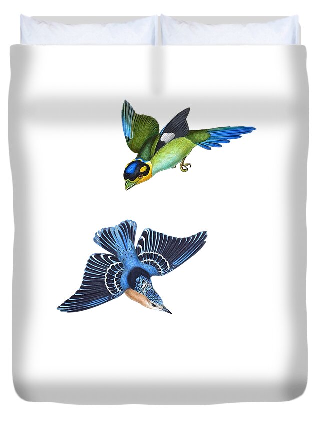 Bird Duvet Cover featuring the digital art Fly High Little Bird by Madame Memento