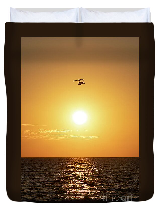 Landscape Duvet Cover featuring the photograph Flying High at Sunset Coastal Landscape Photograph by PIPA Fine Art - Simply Solid