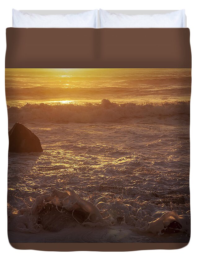 Crashing Waves Duvet Cover featuring the photograph Foaming Surf by Irwin Barrett