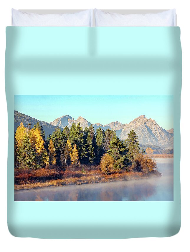 River Duvet Cover featuring the photograph Fog on the Water by Robert Carter