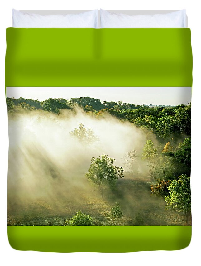 Landscape Duvet Cover featuring the photograph Foggy Morning by Lens Art Photography By Larry Trager