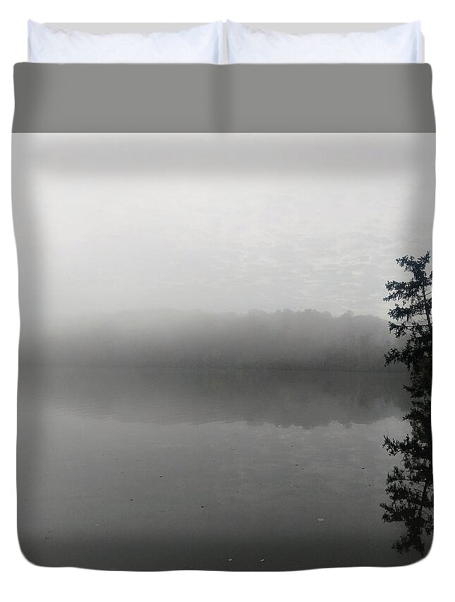  Duvet Cover featuring the photograph Foggy Morning Tree by Brad Nellis