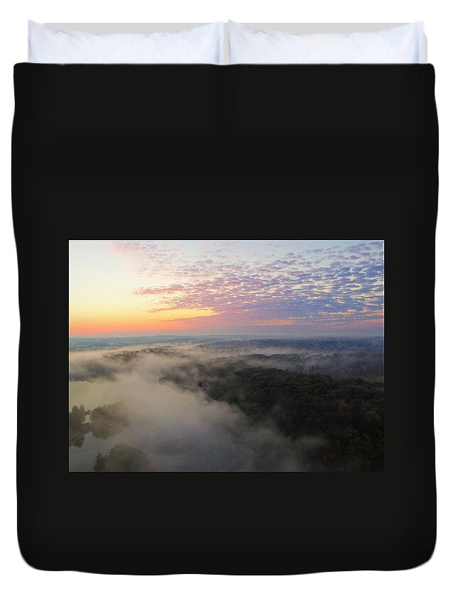  Duvet Cover featuring the photograph Foggy Sunrise by Brad Nellis
