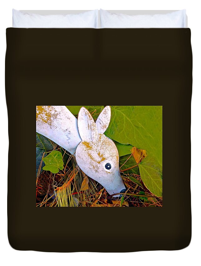Deer Duvet Cover featuring the photograph Foliage Feeding Fawn by Andrew Lawrence