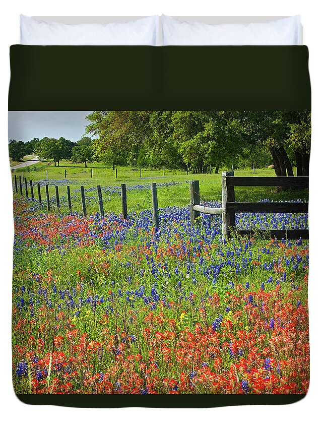 Abundance Duvet Cover featuring the photograph Follow the Fence by Eggers Photography