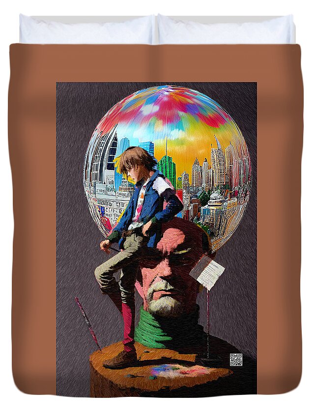 Conceptual Art Duvet Cover featuring the digital art Follow Your Dreams by Rafael Salazar