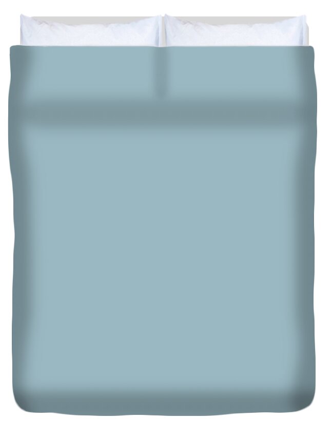 Blue Duvet Cover featuring the digital art Fond Memory Pastel Blue Solid Color Pairs To Sherwin Williams Respite SW 6514 by PIPA Fine Art - Simply Solid
