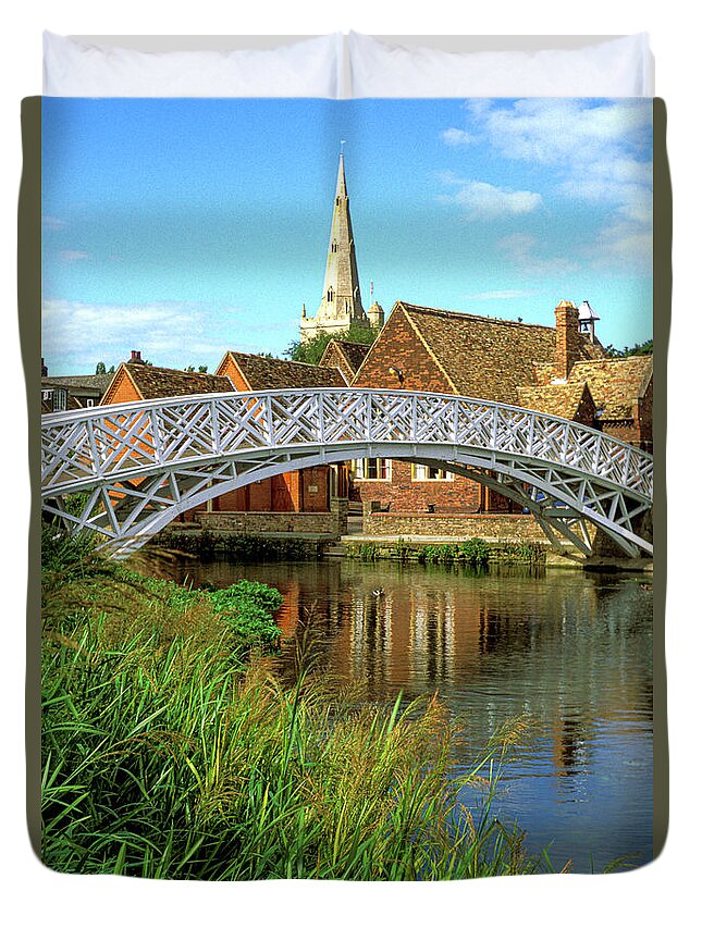 Summer Bridge Duvet Cover featuring the photograph Foot Bridge in England by Randy Bradley