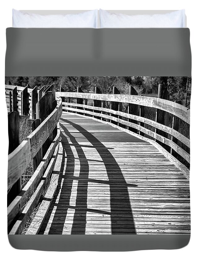 Hike Duvet Cover featuring the photograph Foot Bridge to Outdoors Adventure - Eastern NC by Bob Decker