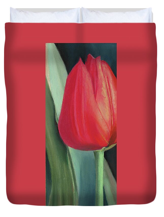 Tulip Duvet Cover featuring the pastel For Jeanne Alice by MaryJo Clark