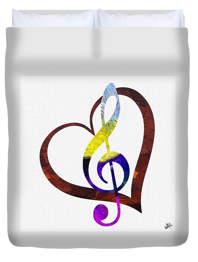 Music Duvet Cover featuring the mixed media For the love of Music - 1 by Anas Afash