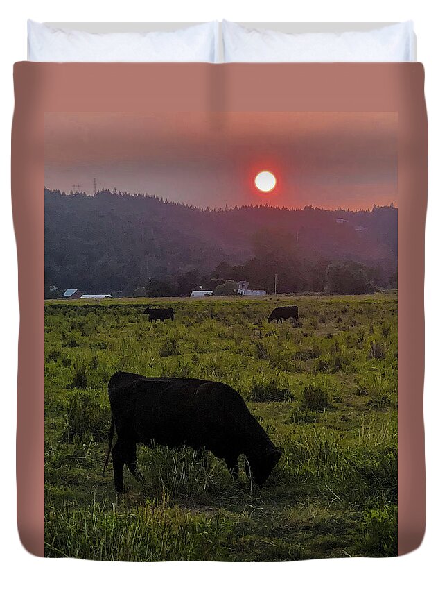 Forest Duvet Cover featuring the photograph Forest Fire Haze by Grey Coopre
