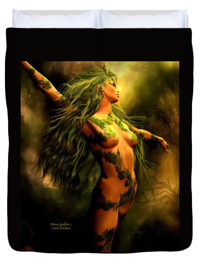 Goddess Duvet Cover featuring the mixed media Forest Goddess 1 by Carol Cavalaris