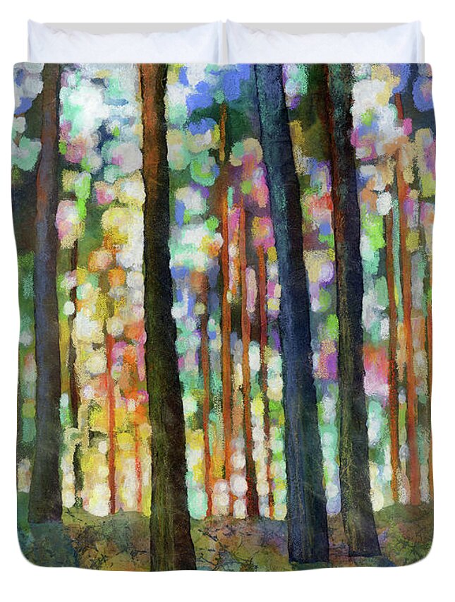 Dreaming Duvet Cover featuring the painting Forest Light by Hailey E Herrera