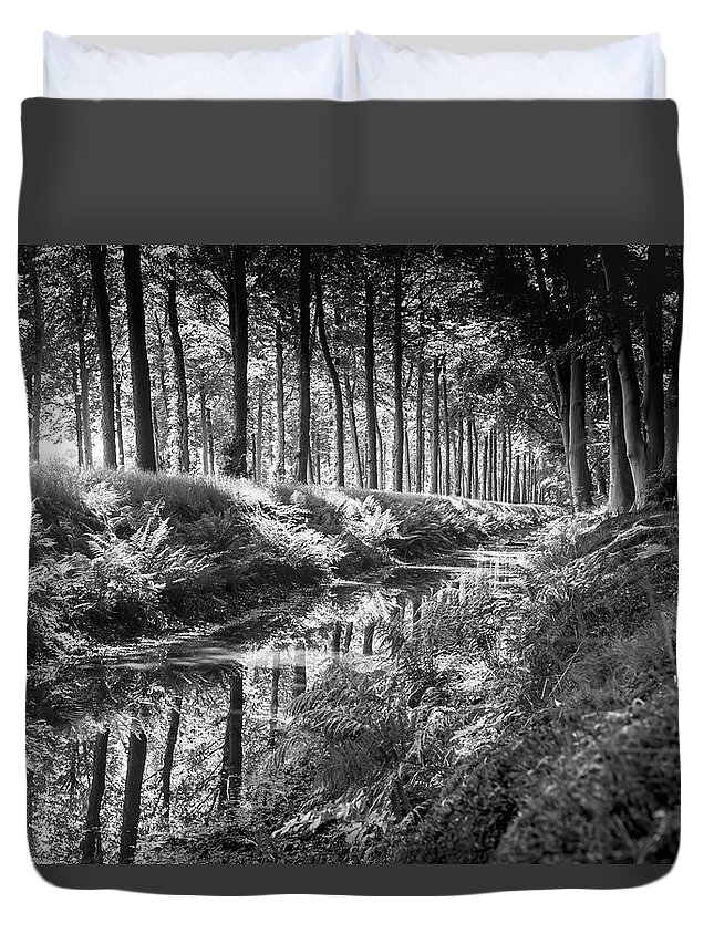 Black&white Duvet Cover featuring the photograph Forest by MPhotographer