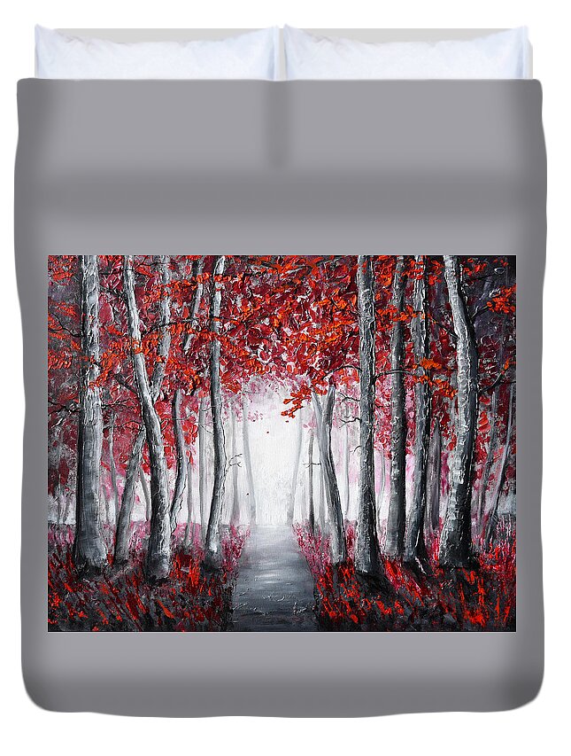Red Poppies Duvet Cover featuring the painting Forest of Wonder by Amanda Dagg
