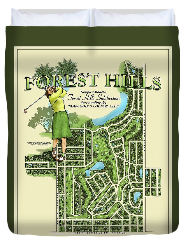 Tampa Duvet Cover featuring the digital art Forest Hills by Scott Ross