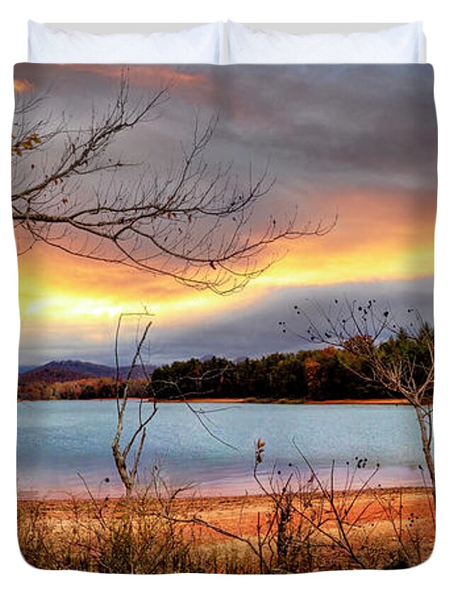 Carolina Duvet Cover featuring the photograph Forest Surrounding the Lake Smoky Mountains by Debra and Dave Vanderlaan