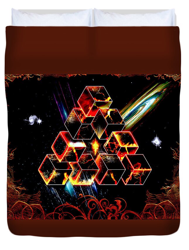 Fire Duvet Cover featuring the digital art Forged From Fire by Michael Damiani
