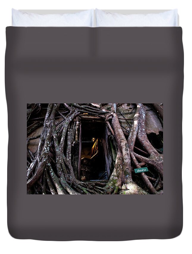 Banyan Duvet Cover featuring the photograph Forgotten Temple - Wat Ban Kung, Thailand by Earth And Spirit