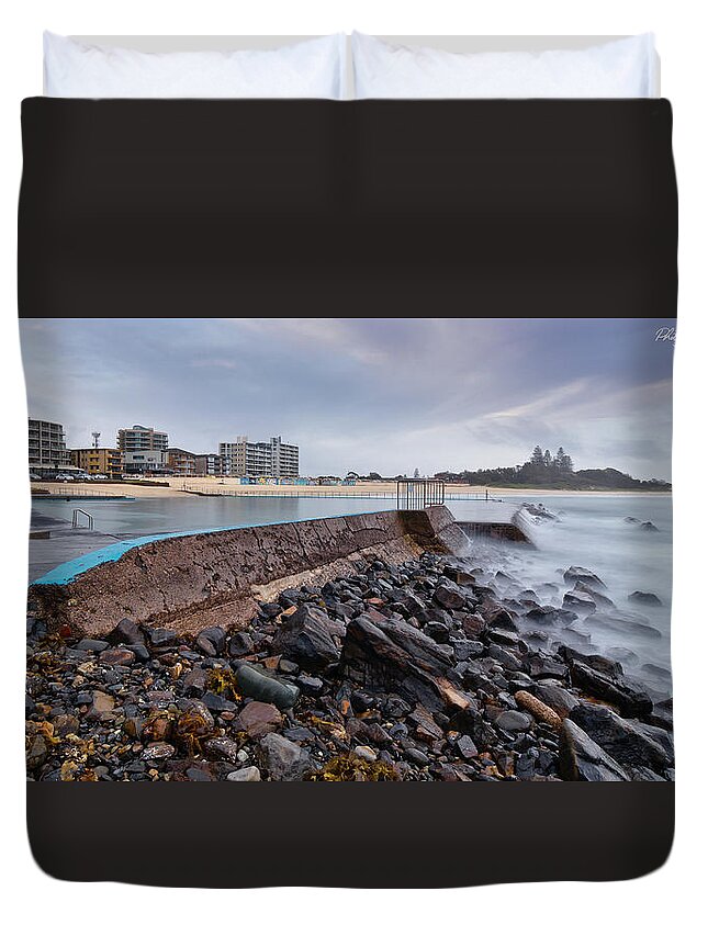 Forster Ocean Baths Australia Duvet Cover featuring the digital art Forster Ocean Baths 99 by Kevin Chippindall