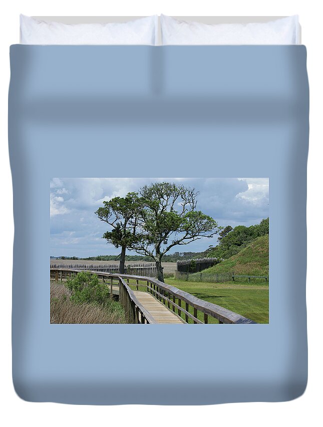  Duvet Cover featuring the photograph Fort Fisher Boardwalk by Heather E Harman