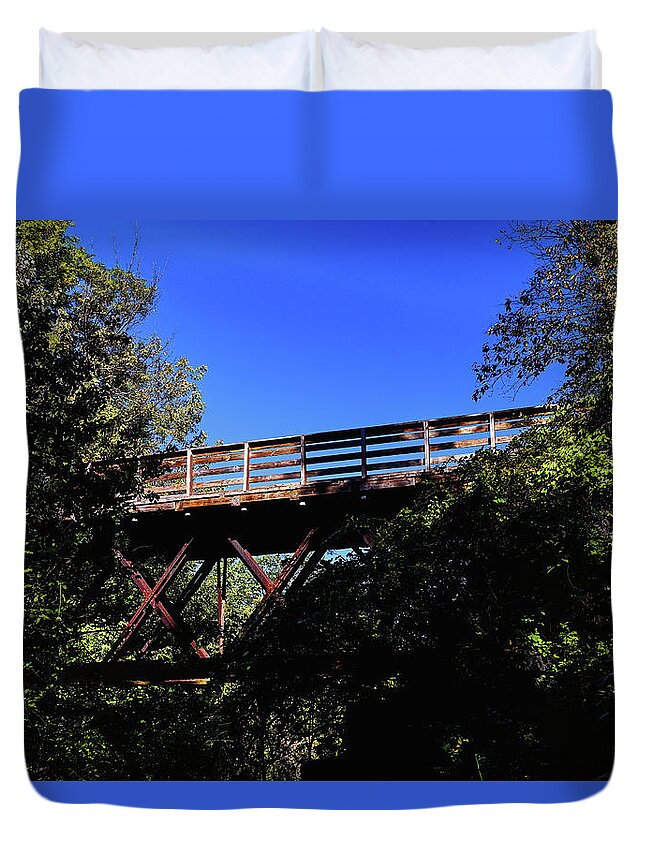 Fort Duvet Cover featuring the photograph Fort River Span by Steven Nelson