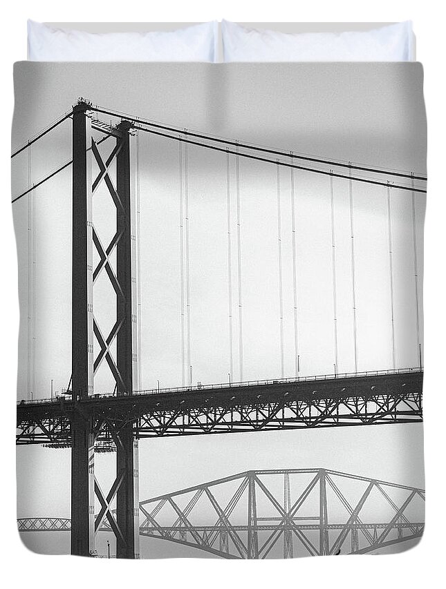 Forth Bridges Duvet Cover featuring the photograph Forth Bridges by Dave Bowman