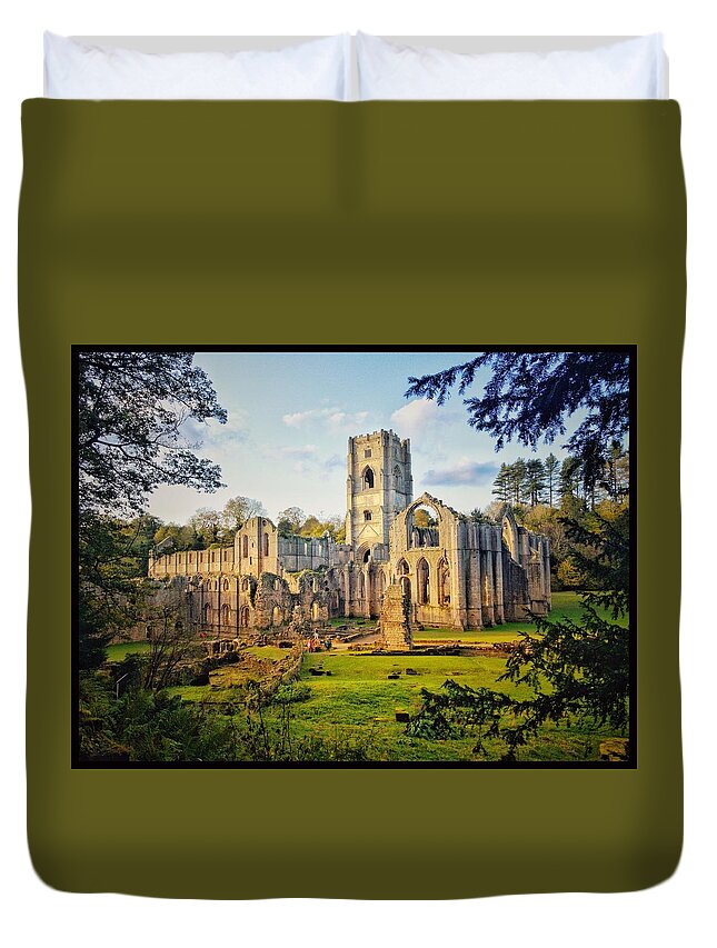 Fountains Abbey Duvet Cover featuring the photograph Fountains Abbey 3 by Mark Egerton
