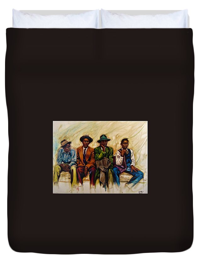 African American Art Duvet Cover featuring the painting Four Wiseman by Emery Franklin